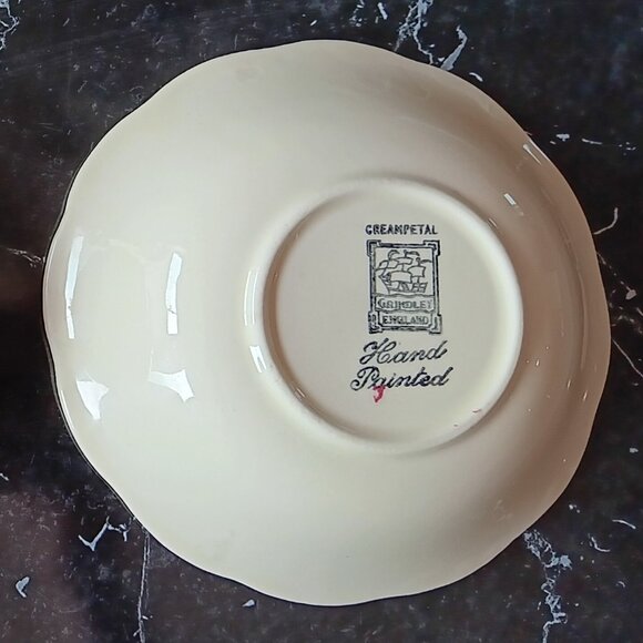 Rare Vintage Set of 3 Grindley Creampetal Hand Painted Fruit Dessert Bowls MCM - Picture 6 of 7